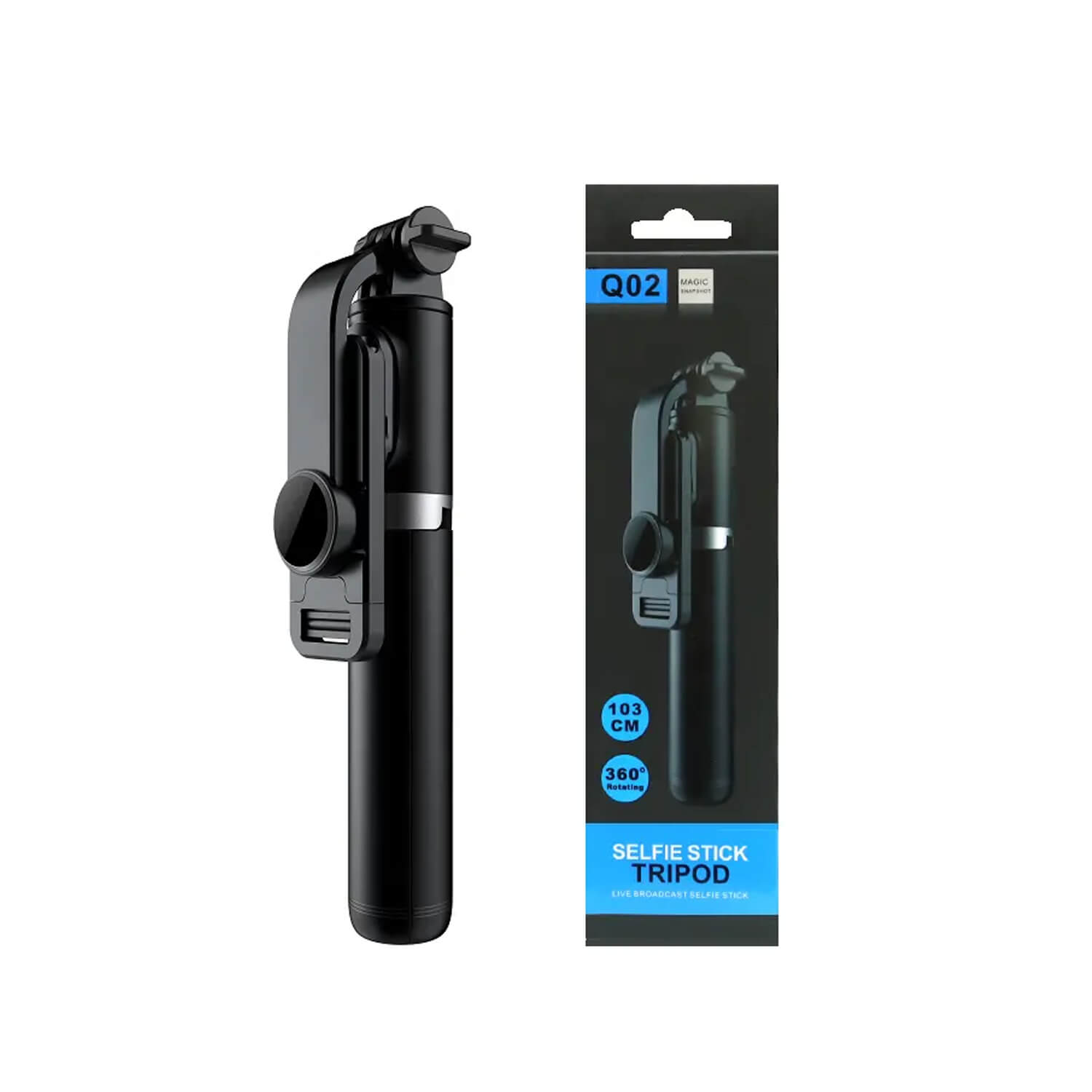 Bluetooth Q07 Integrated Selfie Stick with Light and Bluetooth Remote Control - 100 cm